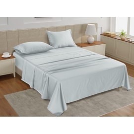 LANE LINEN Twin Sheets Set - 450 Thread Count 100% Cotton 3 Pc Twin Bed Sheets, Luxurious Satin Bedding, Breathable and Cotton Sheets - Ballad Blue