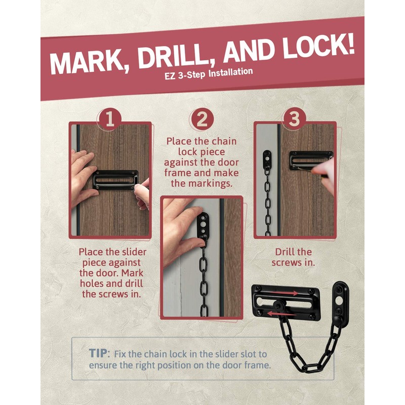Jack N’ Drill Chain Door Guard with Lock - 2