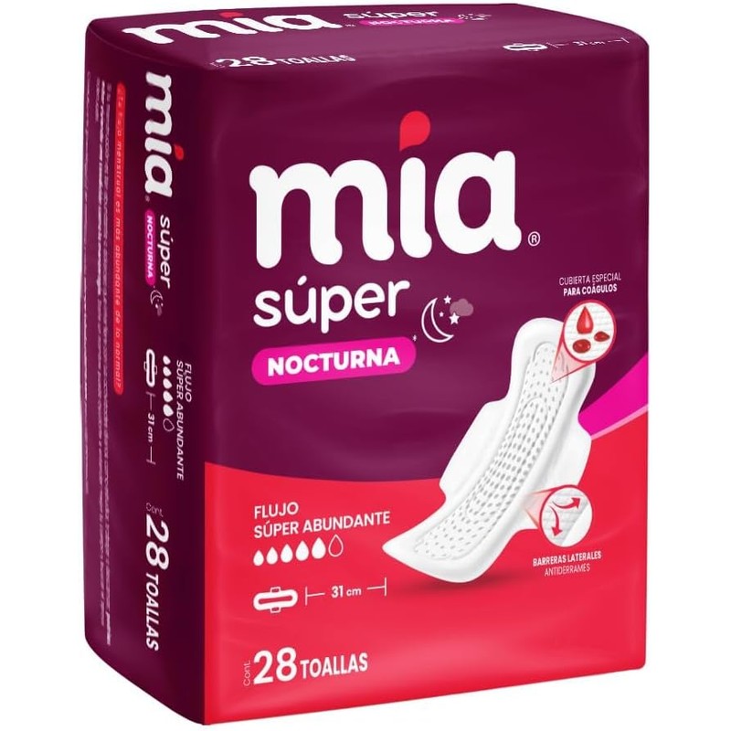 Toalla Femenina Mia Super Noctura 31 cm 28 pzas