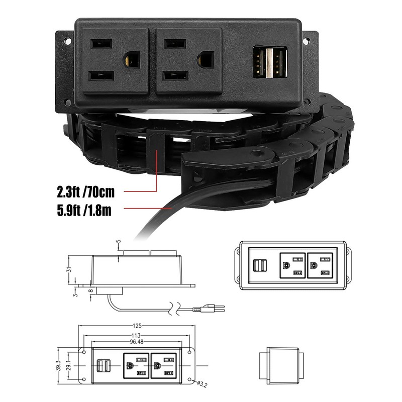 Drawer Outlet Kit with 2 15Amp AC Outlets & 2