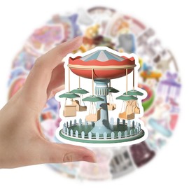 50 Pieces Children's Playground Stickers Car Laptop Phone Guitar Skateboard Motorcycle Bicycle Adventure Playground Stickers Set Vinyl Waterproof Aesthetic Stickers for Teenagers Children Adults