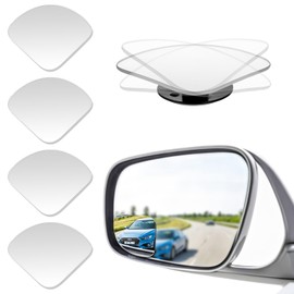 Blind Spot Mirror, 4 Pcs Fan Shaped Glass Convex Blindspot Mirror for Car 360° Rotating Wide Angle Car Side Mirrors Frameless Rear View Mirrors Self Adhesive for Most Cars, Trucks