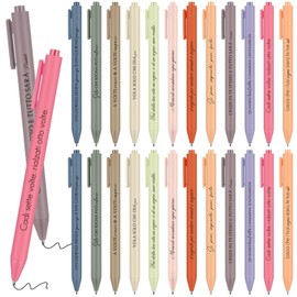 Tenare Set of 24 Retractable Ballpoint Pens with Motivational Quotes in Italian - Black Ink Gift Idea for Friends, Colleagues, Thanksgiving or Farewell