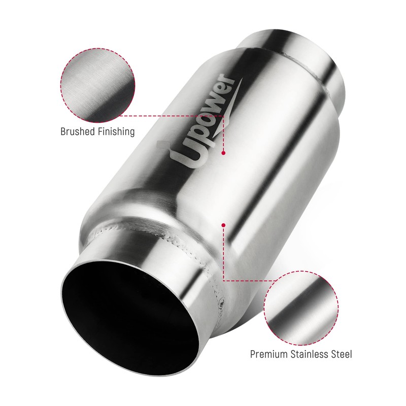 UPOWER 3" Inlet&Outlet Exhaust Resonator,9" Overall Length Center Straight Through