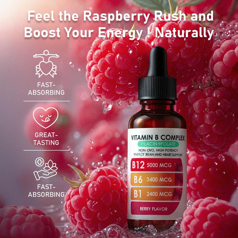 Nichalous Vitamin B12 Complex with B1, B6, Vitamin B12 Raspberry