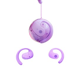 ZYHKJYL Wireless Bluetooth Earbuds/Headphones, Ball Shape Charge Case, Bluetooth 5.3 with Built-in Mic, Flexible Earhook for Sports, Work, Travel, Easy to Carry [Purple]