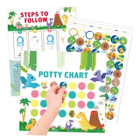 ieron 10 Potty Training Reward Sheets, 1 Potty Training Sheet, 280 Dinosaur Potty Training Stickers for Boys and Girls, Reward Sheets for the