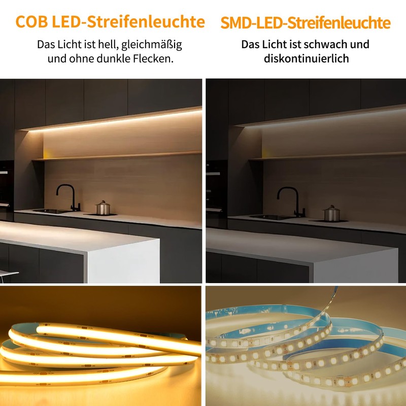 Yeewhale Cob LED Strip 15 m, App Control, with Remote