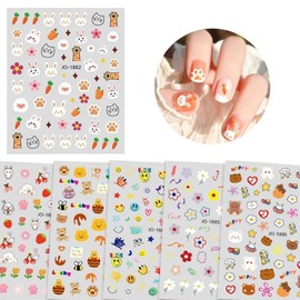 Nail art cute smile flower character nails ticker 6 types - cute sticker DP - 815 / 네일 아트 귀욤 스마일 꽃 케릭터 네일스 티커 6종 - 귀욤스티커 DP - 815
