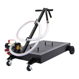 Low Profile Oil Drain Pan, 15 Gallon Oil Drain Pan with Electric Pump, Large Capacity Oil Change Pan | 8.2ft Hose & rotatable handle | Swivel Casters Wheels | Rolling Oil Drain Cart for Trucks,RVs