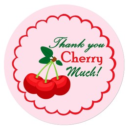 Thank You Cherry Much Stickers,2 Inch Sweet Cherries Birthday Party Favors Labels,Decoration Stickers for Envelope Cookies Candy Bags