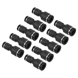 PATIKIL 8mm to 4mm Reducing Push to Connect Air Line Fitting, 5 Pack Straight Union Reducer Pneumatic Quick Connect Fittings, Black