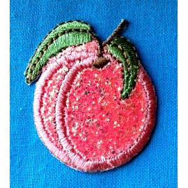 Unbranded iron on patch applique Pink Sparkle Peach  1" wide x 1-1/2" tall