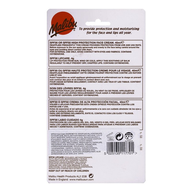 Malibu Duo Pack Sun Protection Face Cream SPF 50 &