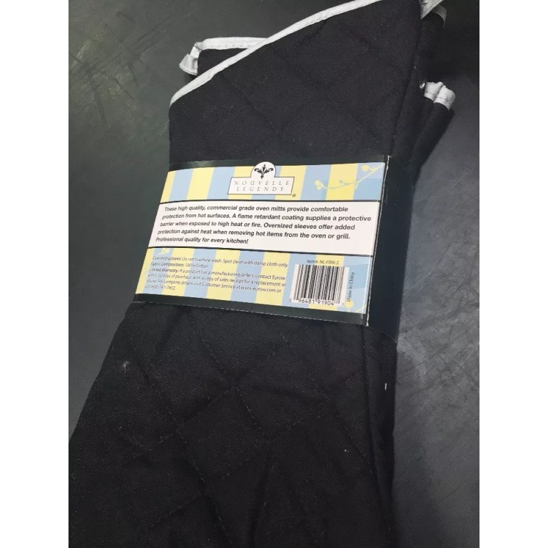 Nouvelle Legende Flame Retardant Quilted Oven Mitts Commercial Grade (2-Pack)
