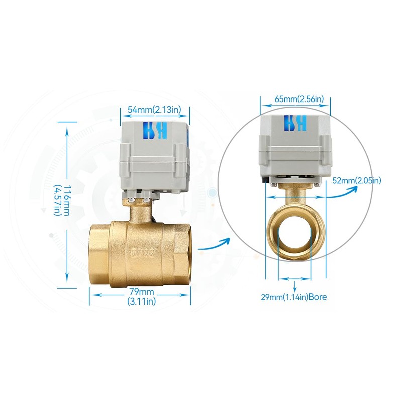 HSH-Flo 1-1/4 inch 110-230VAC 50/60Hz NPT Brass 2 Way Normally