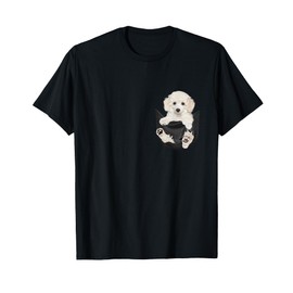 Dog Lovers Gifts White Poodle In Pocket Funny Dog Face T-Shirt