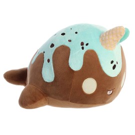 Aurora® Enchanting Tasty Peach® Mint Chocolate Nomwhal Stuffed Animal - Bright & Colorful Design - Showpiece Plush - Brown 12.5 Inches