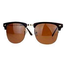 JuicyOrange Vintage Classic Designer Sunglasses Half Rim Square Unisex Fashion Brown Gold