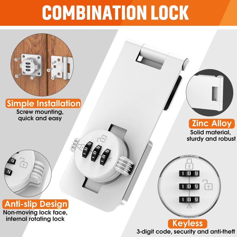 Keyless Cabinet Lock with Combination, Locker Code Lock with 3-Digit