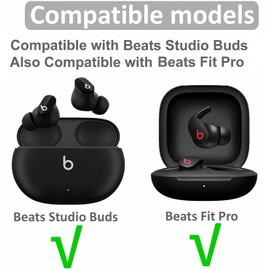 Replacement Earbuds Tips Silicone Eartips for Beats Studio Buds + / Beat Studio Buds Headphones Fit in Case Buds Tips,6 Pairs S/M/L 3 Size,Black