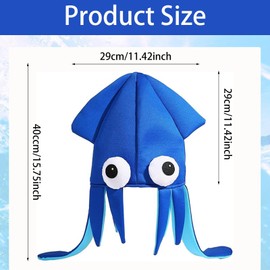 Octopus Costume Kids, Fish Fancy Dress, Sea Creature Costume Kids, Silly Hats for Adults, Blue Fish Hat with Dimensions 40 by 29 cm