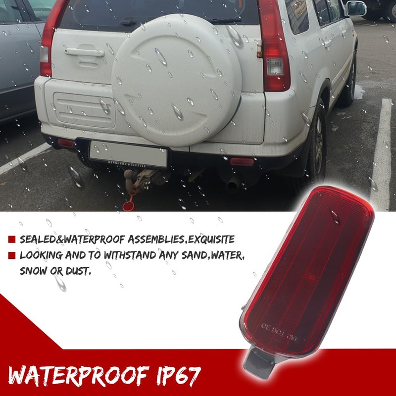 GTINTHEBOX Red Lens LED Rear Fog Bumper Reflector Brake Tail