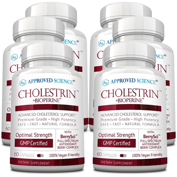 Approved Science® Cholestrin - Cholesterol Supplement - Support Cholesterol Levels - Rich in Antioxidants with Lecithin, Berberine HCL, Baca-Sci™ Berry Complex - 360 Capsules - Made in USA