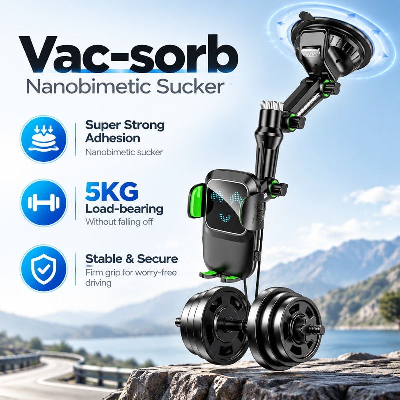 Suction Cup Car Phone Holder for Hands-Free Driving – Adjustable