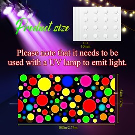 Haull 1 Pcs 108 x 54 Inches Neon Light up Dance Floor Neon Table Cloth Glow in The Dark Runner Rug UV Reactive Blacklight Rug Fluorescent Table Cover for 80s 90s Glow Party Favors