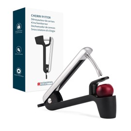 KITCHENDAO Cherry Pitter Tool,Larger Cross-Pitting Head, Cherry Core Remover with Safety Lock,Sturdy Zinc Alloy Handle,Dishwasher Safe(Black)