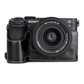MUZIRI KINOKOO Sony A7C II Case - Premium PU Leather Half Case with Hand Grip & Opening Bottom - Perfect Compatible for Sony Alpha 7C II/A7C II/A7C Mark II Cameras - Black