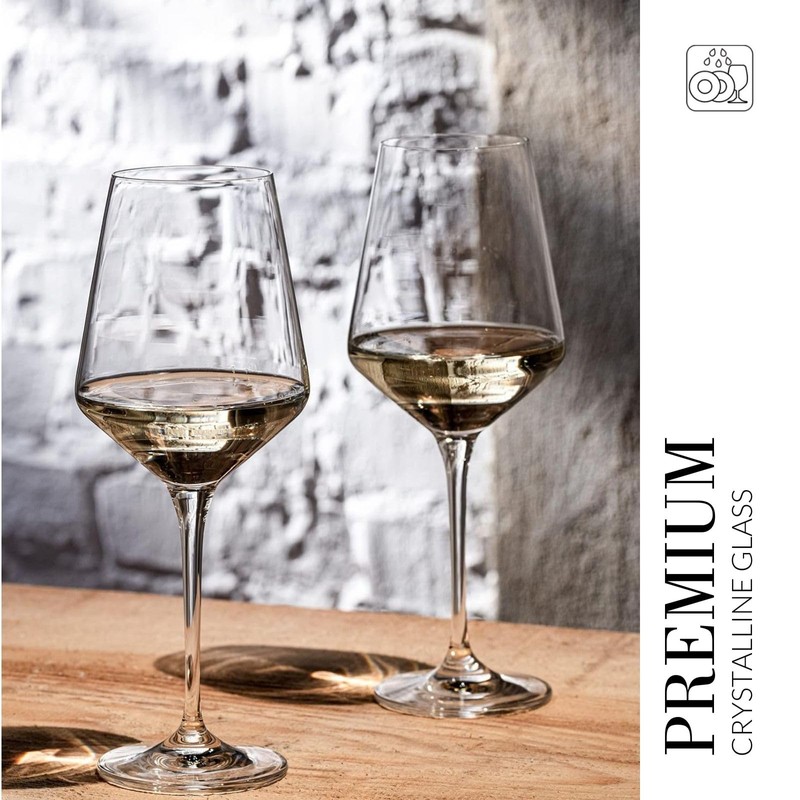 Krosno Large White Wine Glasses Set of 6, 13.2 oz,