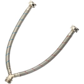 PLUMBERMASTER Washing Machine Hose Splitter Y-Mixer Hose Connector Hose, 3/4 Inch Brass Fittings, Y Split Hot and Cold Hose for Water Stainless Steel Washing Machine Y Mixer