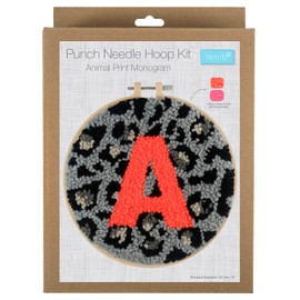 Trimits Punch Needle Hoop Kit, 20.3cm (8in), Animal Print Monogram