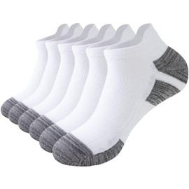 SukModen Ankle Socks Men Women, Cushioned Running Socks Sockc Anti-Blister, Breathable Sports Low Cut Sock for Athletic, Wrokout, Causal, White, 6 Pairs