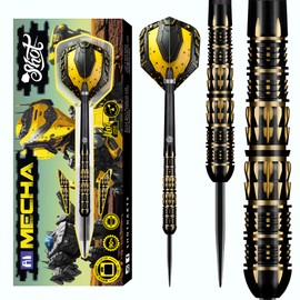 Shot! AI Mecha Steel Tip Dart Set 90% Tungsten Barrels, Front Weighted professional darts for bristle dartboard