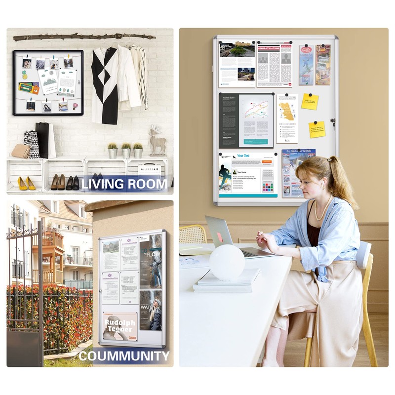 SWANCROWN Enclosed Notice Board Magnetic Bulletin Boards for Office with