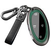 ontto Car Key Cover Fit for Hyundai Sonata 2025 2024 Metal Frame Key Protector Leather Key Fob Shell for Ioniq 6 Grandeur GN7 Kona Elantra Azera Santa fe Tucson Santa Cruz,with Keychain,Green
