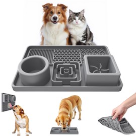 6 in-1 Lick Mat para Perro, platos para perro con cuenco de agua, área de lamer, Alfombrilla para Lamer Perros, Se Utiliza para el baño, Aseo y Entrenamiento de Gatos y Perros para Reducir la ansiedad