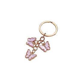 Fuqimanman2020 1~3 Pcs Butterfly Charms Keychain Cute Acrylic Crystal Butterfly Chain Tassel Keyring Purse Bag Accessories(Purple)