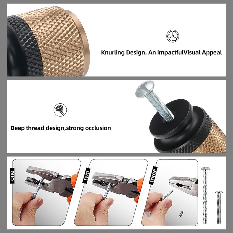 KOMOTIA 20 Pack Matte Black and Champagne Bronze Kitchen Cabinet