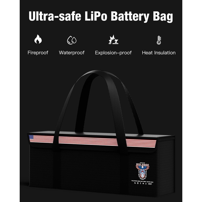 HulkGoo Ebike Battery Bag Fireproof Battery Safe Bag Explosion-Proof Waterproof