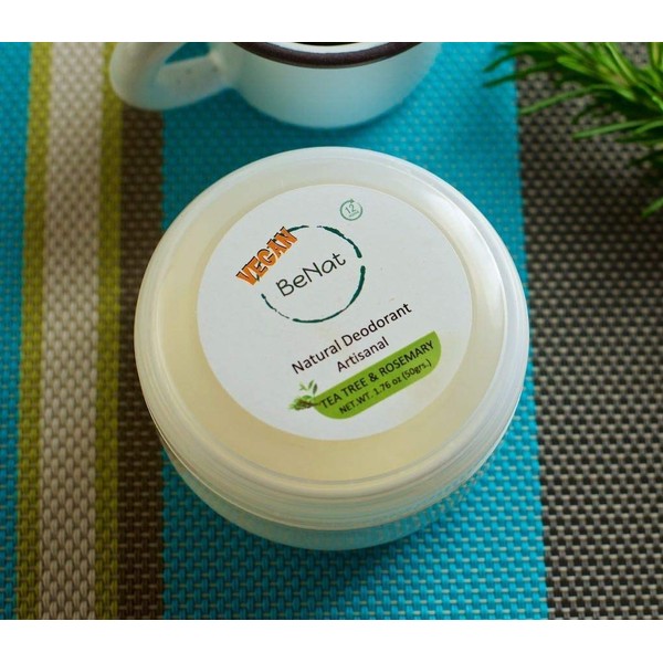 BeNat. VEGAN Artisanal Natural Deodorant Cream. Tea Tree & Rosemary. Simple, Safe and Effective. Fewer, all-natural ingredients that really work!
