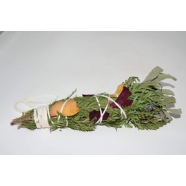 Nature's Enlightenment Large Juniper, Rosemary, White Sage, & Lavender Flower & Rose Petals Smudge Bundle - Incense
