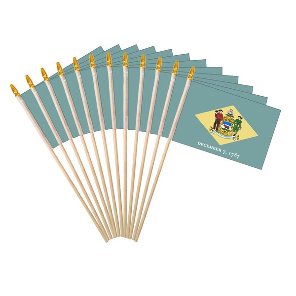 Delaware State Handheld Stick Flag 4x6 Inch 12 Pack Small