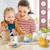 KizKnows Wooden Kitchen Toy Tea Set for Toddlers Pretend Play