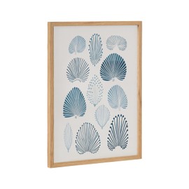 Kate and Laurel Abstract Coastal Blue Coral Framed Wall Art by The Creative Bunch Studio, 12x16 Natural, Modern Soft Beach Art for Wall