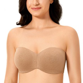 DELIMIRA Women's Strapless Bra Unlined Underwire Minimizer Plus Size Support Chanterelle 32B