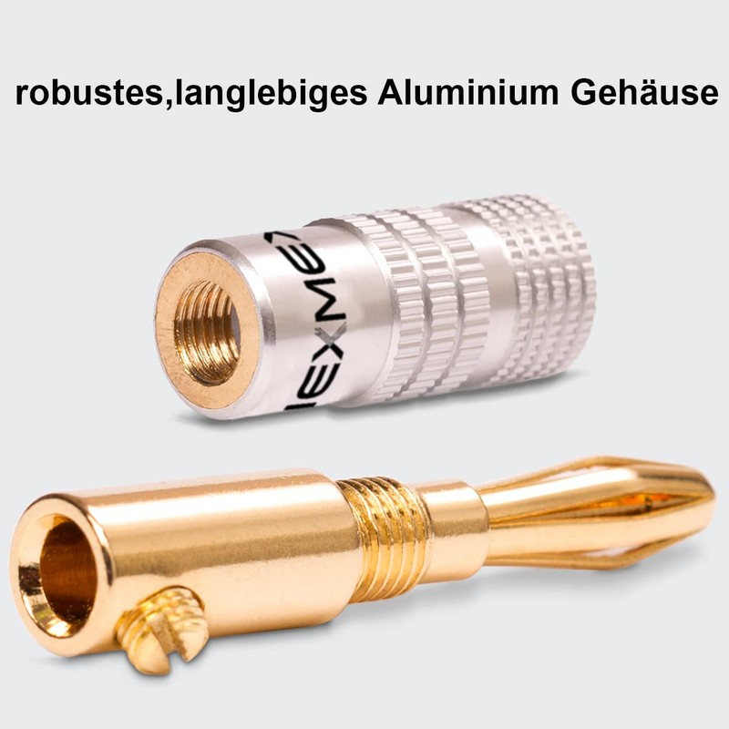 NEXMEX Banana Plugs Set of 4 Connectors 24K Gold-Plated for